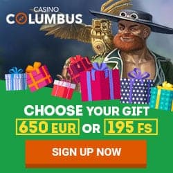 Columbus Casino €650 bonus money & 195 free spins for new players!