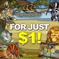 Captain Cooks Casino 100 free spins & €525 bonus - Big Jackpots!