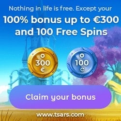 100% up to 300 EUR + 100 free spins on 1st deposit