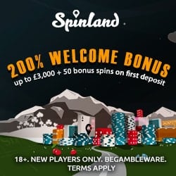 Spinland Casino Online & Mobile: £3500 bonus + 200 extra spins