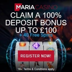 Maria Casino Review: 40 Free Spins + 100% Bonus + Gratis Spins