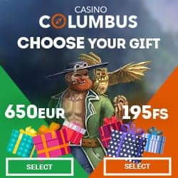 Columbus Casino 195 free spins or €650 free cash - choose your bonus!