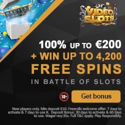 Videoslots Casino 11 wager free spins on register/deposit