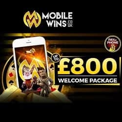 Mobile Wins Casino €800 welcome bonus and free spins on slots