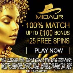 Midaur Casino 100% bonus and 25 free spins on Jungle Jim