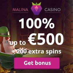 Malina 200 free spins and €500 bonus