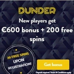 Dunder Casino Online & Mobile - 20 free spins no deposit required