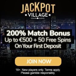 Jackpot Village 100 free spins + 275% up to €1800 bonus