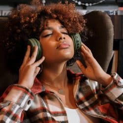 woman on headphones listening to music