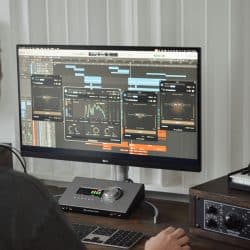 Music producer at home being productive (as one does)