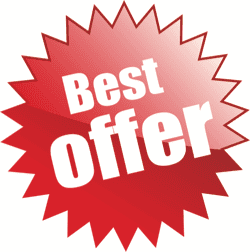Red starburst graphic with the text "Best Offer" in bold white lettering.