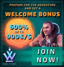 Wira Casino €/$1000 free bonus and free spins on 1st deposit!