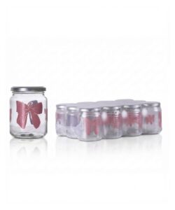 Vaso per conserve 390 ml con tappo fiocco rosa pacchi da 12