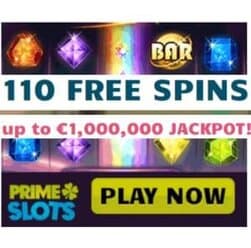 Prime Slots - 110 gratis spins on Starburst - no deposit bonus