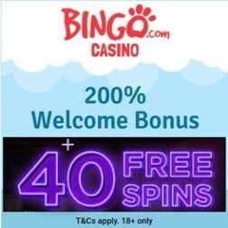 Bingo.com Casino | 40 free spins and 200% free bonus | review