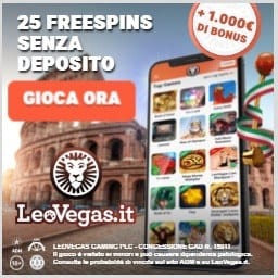 LeoVegas.it Casino Italiano 25 free spins bonus senza deposito