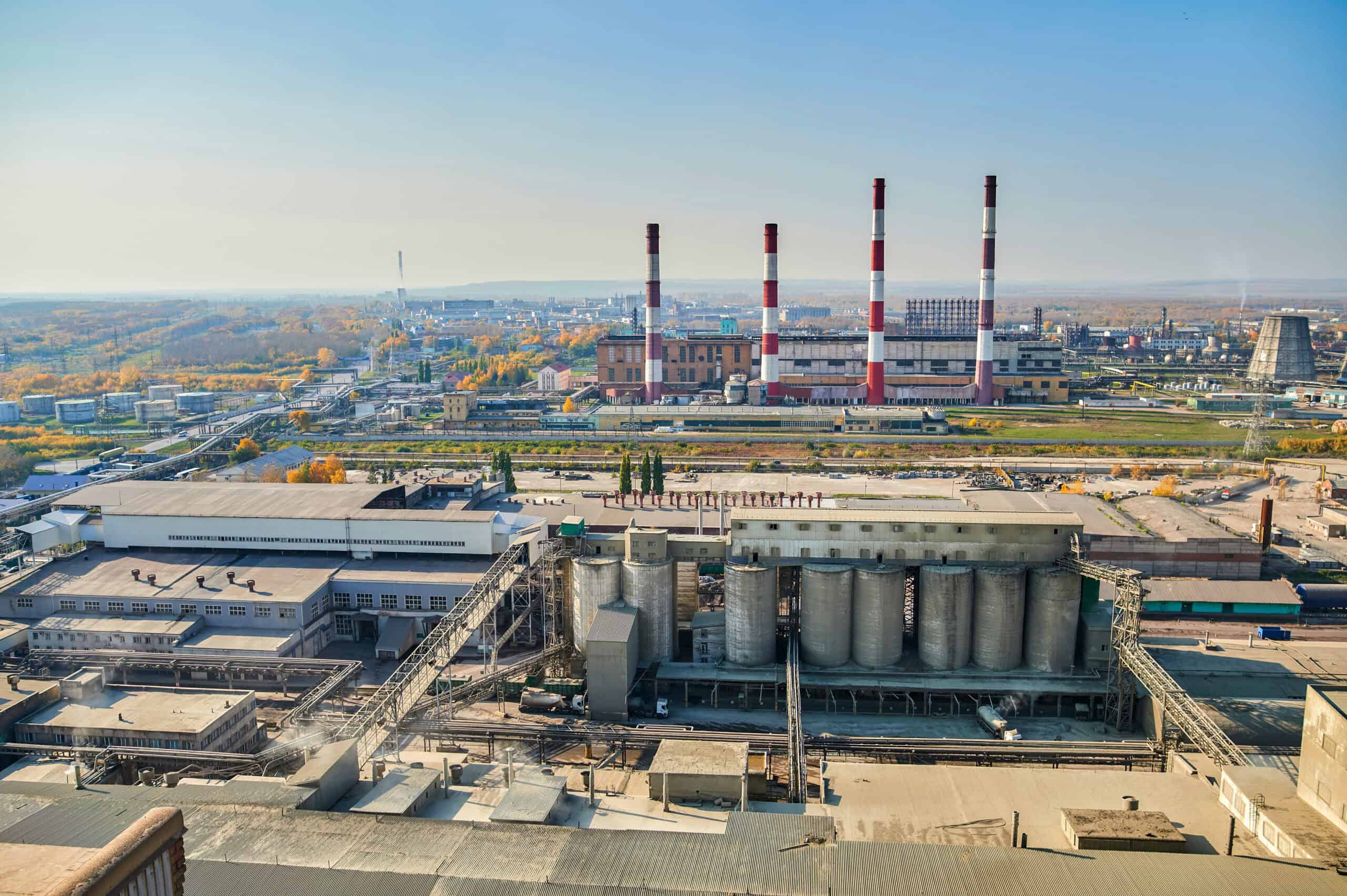 Concrete mixing tower. Concept of on-site construction facility.
