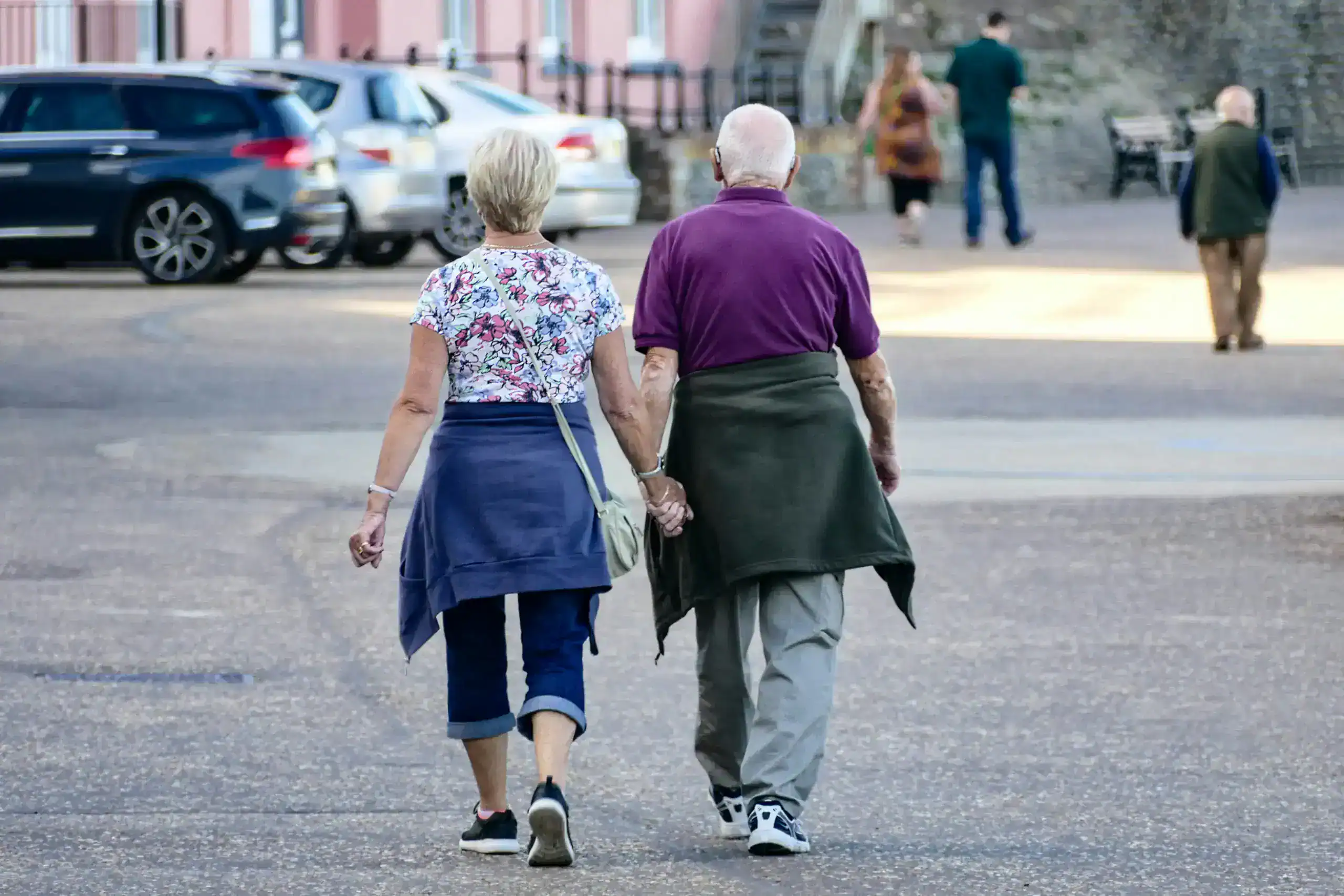 Older people walking away