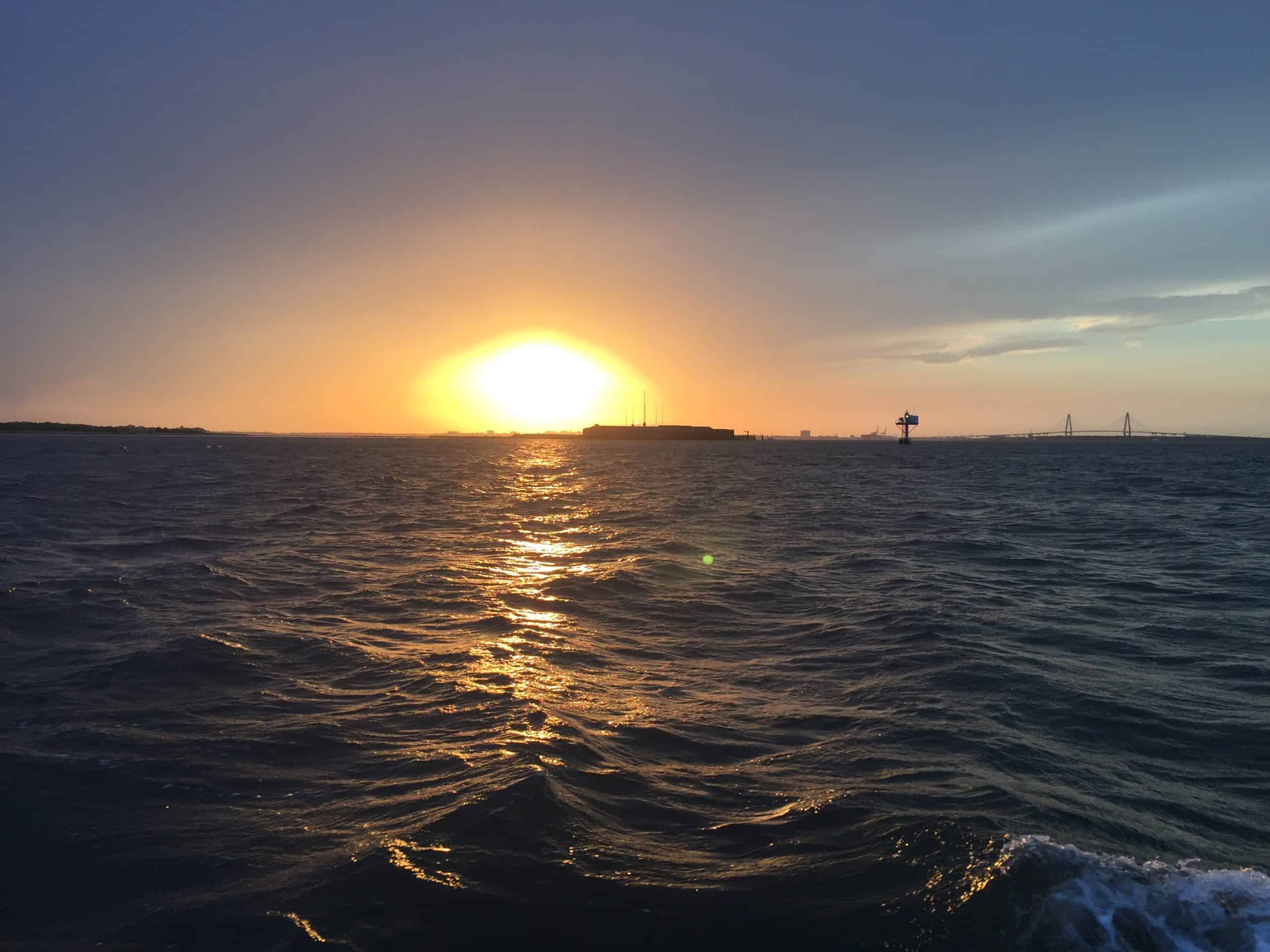 Sunset on the water. Sunset cocktail cruise Charleston, SC