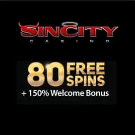 SinCity Casino 80 free spins and 100% up to $2000 reload bonuses