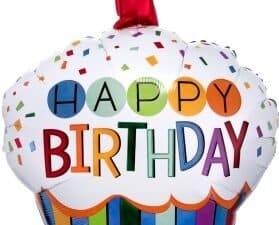 Rainbow Birthday Cupcake Supershape Foil/Mylar Balloon, An3444201