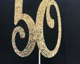 50th Birthday / Anniversary Glittering Cake Topper