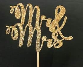 Mr & Mrs Glittering Cake Topper