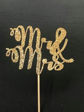 Mr & Mrs Glittering Cake Topper