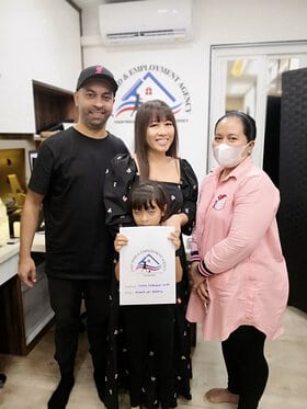 family meeting their new domestic helper