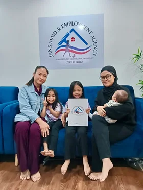 happy family and maid agency consultant