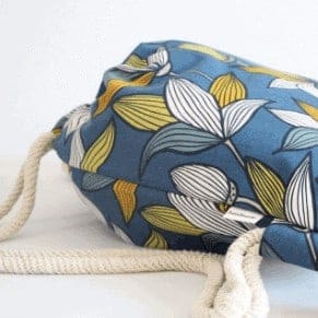 Handmade Blue with Flowers Backpack Bag, Boho Bag, Backpack Bag for Women, Cloth Bag, Cotton Fabric Bag, Beach Bag, Shopping Bag, Shopper Bag, Book Bag, Gym Bag, Diaper Bag, MOMbaby, Everyday Bag - Image 4