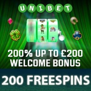 Unibet Casino - 200 free spins gratis and 200% free bonus on deposit