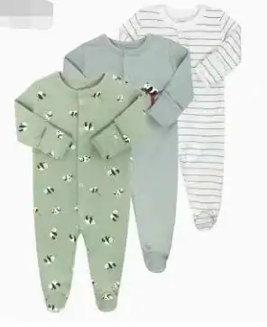 Lot 3 grenouillères bébé coton bio, ensemble pyjama fille/garçon, body manches longues doux, tenue naissance confortable