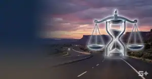 A conceptual legal graphic featuring the scales of justice and an hourglass representing deadlines for New Mexico wrongful death claims. Grano Law Offices, P.C.