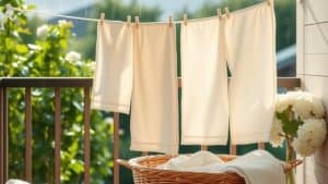 外干し後のベタつきや砂ぼこり対策をイメージした洗濯物と乾燥の案内画像