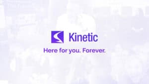 Kinetic Software logo and tagline "Here for you. Forever." supporting student housing and move-in experience