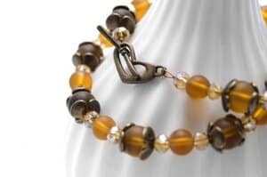 Vintage Glasperlenkette Herbstgold