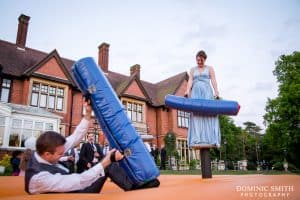 Bridesmaid fighting with a groomsman