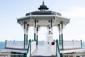 Bridal photo taken at the Bandstand on Brighton Seafront