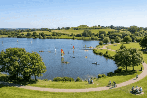 Pugneys Country Park lake near Wakefield close to Hotel St Pierre