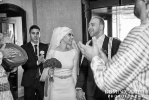 Bride and Groom arrive at the Hilton Hotel