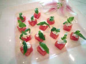 Watermelon Feta Basil Squares