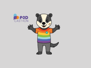 Illustrierter Dachs mit Regenbogen-Shirt