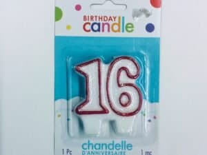Number 16 Birthday Candle