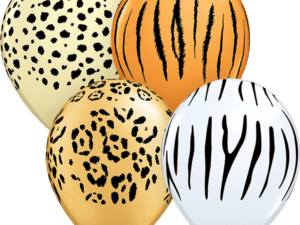 Safari Assortment Cheetah, Spots, Tiger Stripes, Zebra Stripes & Leopard Spots Balloons
