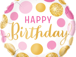 Birthday Pink & Gold Dots Foil/Mylar Balloon, Q49164