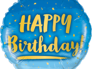 Birthday Gold & Blue Foil/Mylar Balloon, Q78676