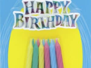 Cake Decoration with 12 Candles & Happy Birthday Holders.