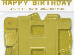 Gold Happy Birthday Banner For Birthday Decorations.