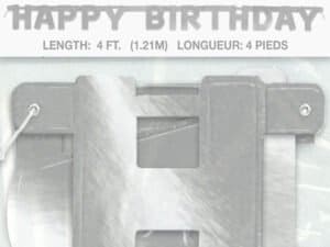 Silver Happy Birthday Banner, Birthday Decorations.